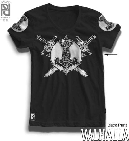 Black Crusher Thor Hammer Norse Viking Valhalla Women T-shirt