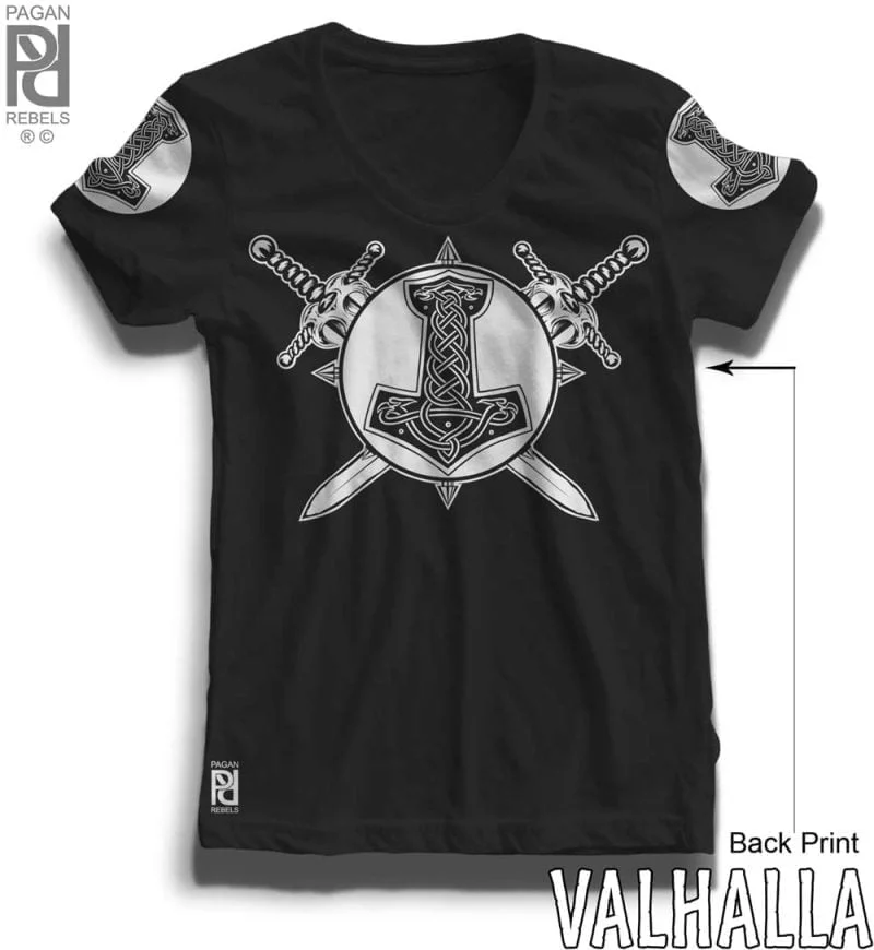 Black Crusher Thor Hammer Norse Viking Valhalla Women T-shirt