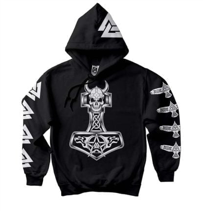 Valknut Fenrir Thor Skull Huginn Muninn Mjolnir Hoodie
