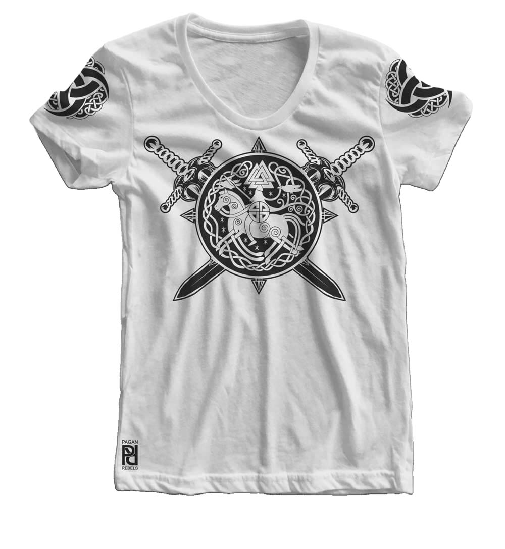 Odin Ride Slepnir Norse Valknut Viking ValhallaWomen T-shirt - Image 2