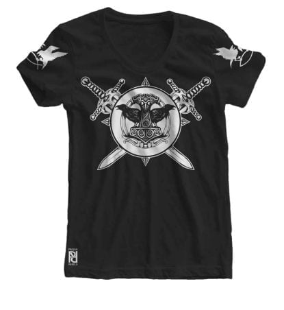 Mjolnir Hammer Huginn Muninn Rune Viking Valhalla Women T-shirt
