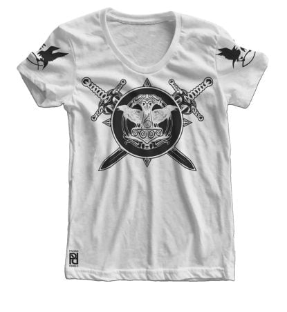 Alternative view of Mjolnir Hammer Huginn Muninn Rune Viking Valhalla Women T-shirt