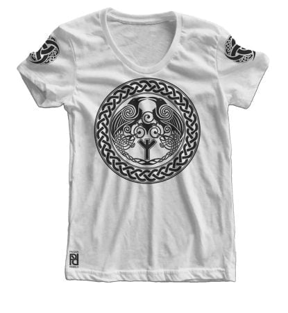 Alternative view of Huginn Muninn Odin Trisquel Algiz Viking Ragnarok Women T-shirt