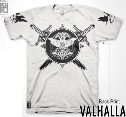 Alternative view of Mjolnir Hammer Huginn Muninn Rune Viking Valhalla T-Shirt