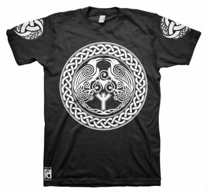 Huginn Muninn Odin Trisquel Algiz Viking Ragnarok T-Shirt