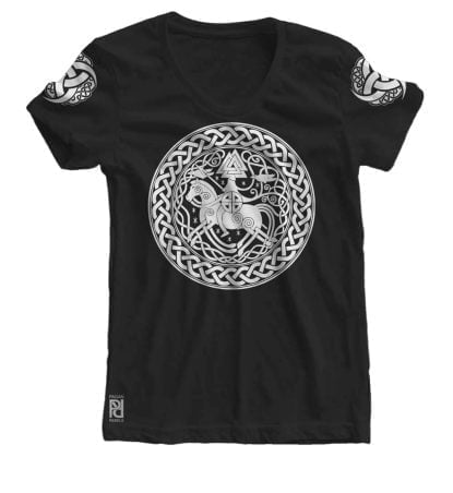 Odin on Slepnir Huginn Muninn Valknut Viking Ragnarok Women T-shirt