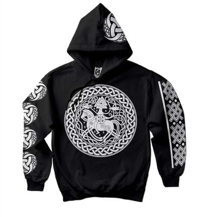 Odin on Slepnir Huginn Muninn Valknut Viking Ragnarok Hoodie
