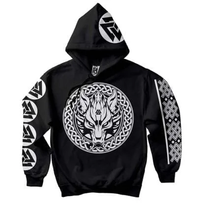 Fenrir Wolf Son of Loki Valknut Viking Ragnarok Hoodie