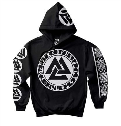 Valknut Rune Warriors Heathens Viking Ragnarok Hoodie