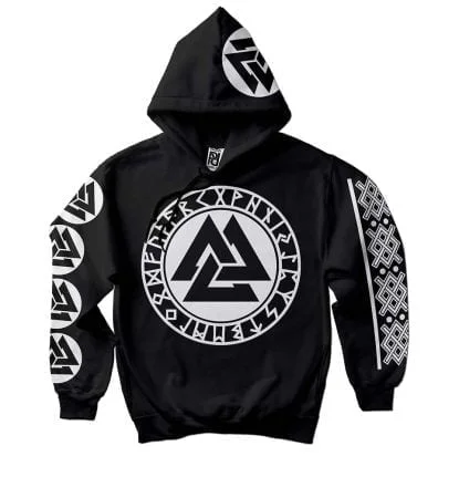Valknut Rune Warriors Heathens Viking Ragnarok Hoodie