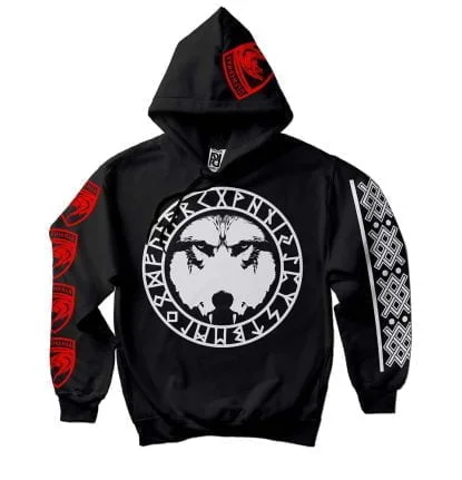 Black retail Crusher Thor Hammer Norse Viking Valhalla Pagan Rebels Hoodie