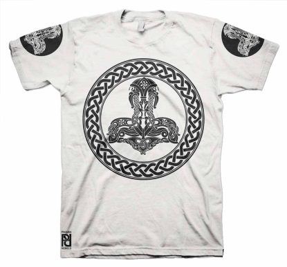 Alternative view of Twin Skull Thor Hammer Norse Viking Ragnarok v2 T-Shirt