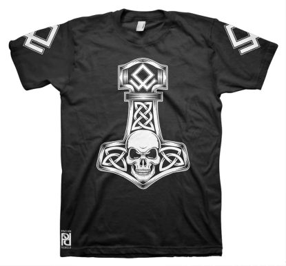 Skull Odal Rune Viking Mjolnir T-Shirt