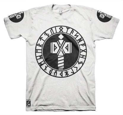 Alternative view of Triskele Runes Thor Hammer Heathens Viking Ragnarok T-Shirt