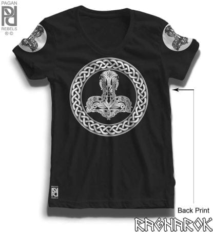 Twin Skull Thor Hammer Norse Viking Ragnarok v2 Women T-shirt