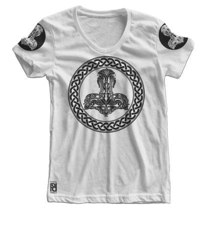 Alternative view of Twin Skull Thor Hammer Norse Viking Ragnarok v2 Women T-shirt