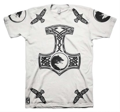 Alternative view of Ulfhednar Wolf Elite Warriors Huginn Muninn Viking Mjolnir T-Shirt
