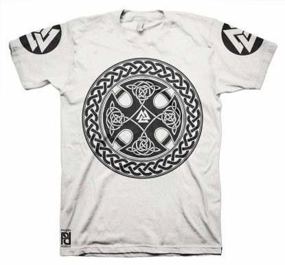 Alternative view of Valknut Shield Rune Warriors Heathens Viking Ragnarok T-Shirt