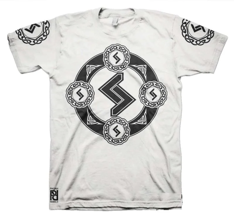 Jera Viking Magic Rune Of Harvest Valkyrie T-Shirt - Image 2