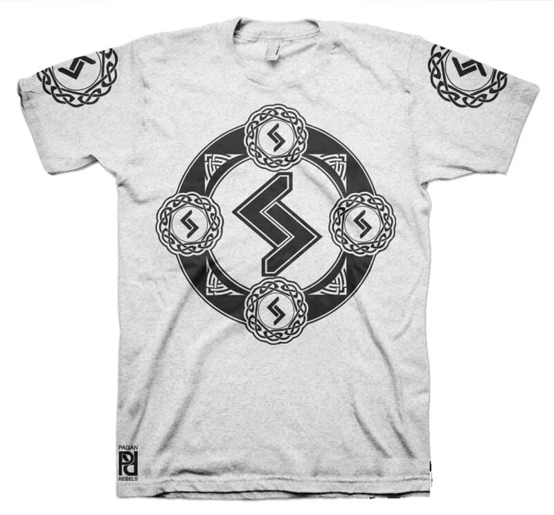 Jera Viking Magic Rune Of Harvest Valkyrie T-Shirt - Image 12