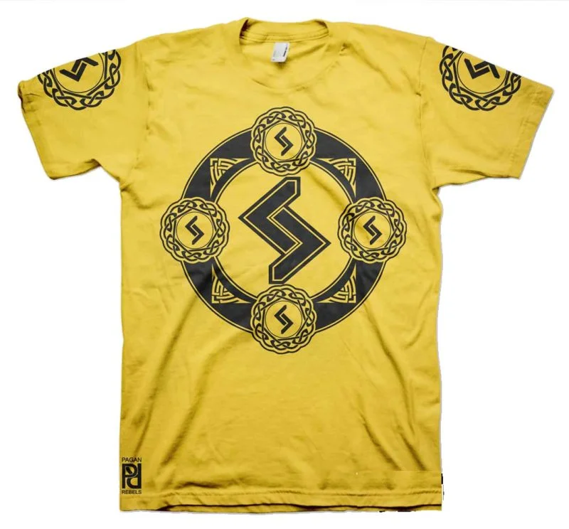 Jera Viking Magic Rune Of Harvest Valkyrie T-Shirt - Image 14