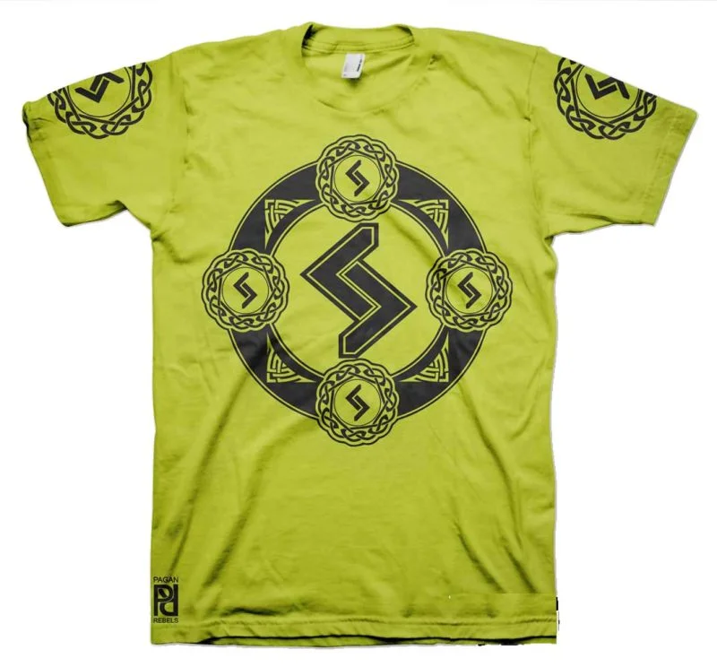 Jera Viking Magic Rune Of Harvest Valkyrie T-Shirt - Image 15