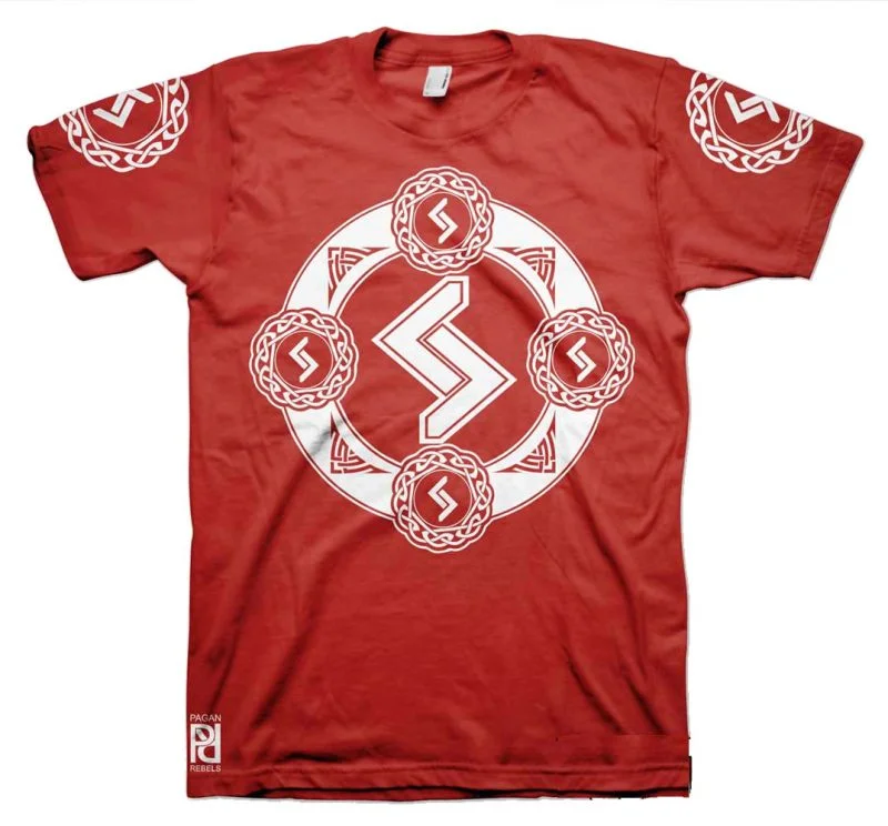 Jera Viking Magic Rune Of Harvest Valkyrie T-Shirt - Image 6