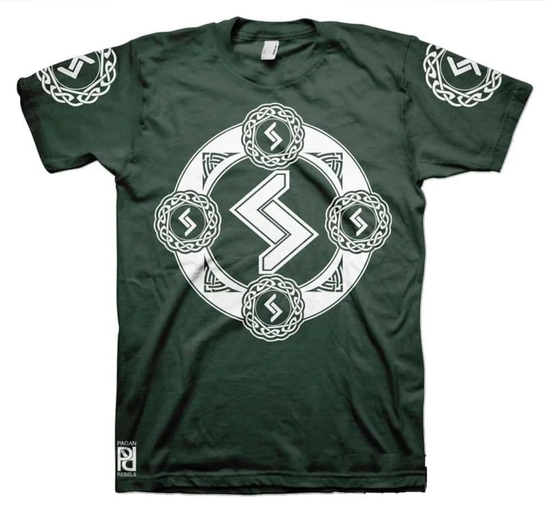Jera Viking Magic Rune Of Harvest Valkyrie T-Shirt - Image 8