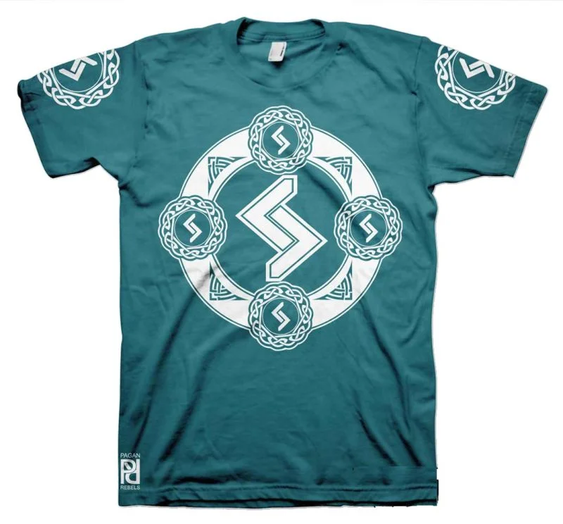 Jera Viking Magic Rune Of Harvest Valkyrie T-Shirt - Image 9