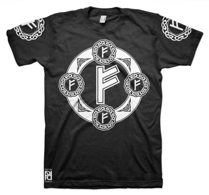 Fehu Viking Magic Rune Of Wealth Valkyrie T-Shirt