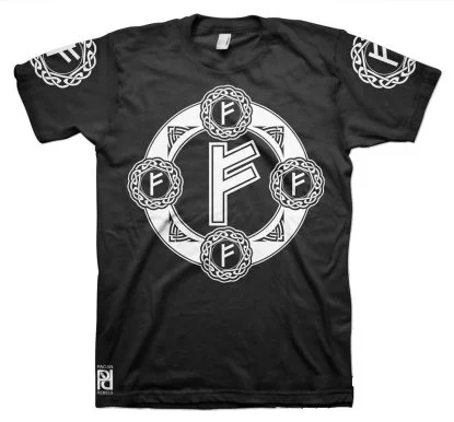 Fehu Viking Magic Rune Of Wealth Valkyrie T-Shirt