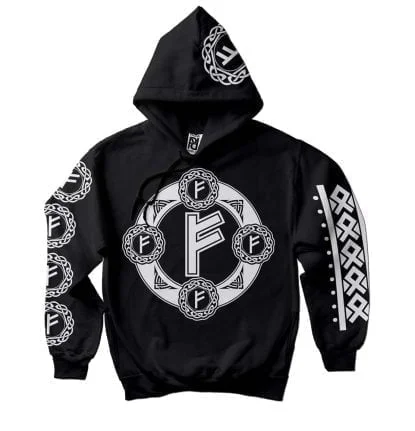 Fehu Viking Magic Rune Of Wealth Valkyrie Hoodie