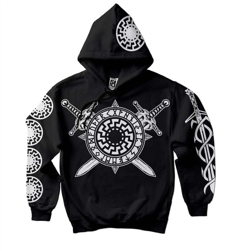 Black Sun Norse Runes Occult Viking Valhalla Hoodie - PAGAN REBELS