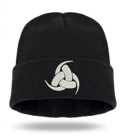 Horns Of Odin Embroidery Warm Knit Black Winter Cap