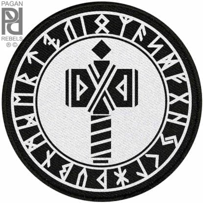 Triskele Runes Thor Hammer Heathens Viking Ragnarok 9.5cm - 3.8" Patch