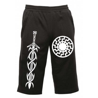Black Sun Volkisch Norse Runes Viking Ragnarok 3/4Ths Shorts