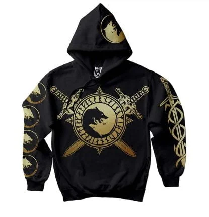 Ulfhednar Wolf Rune Elite Warriors Viking Valhalla Hoodie LTD Gold Print
