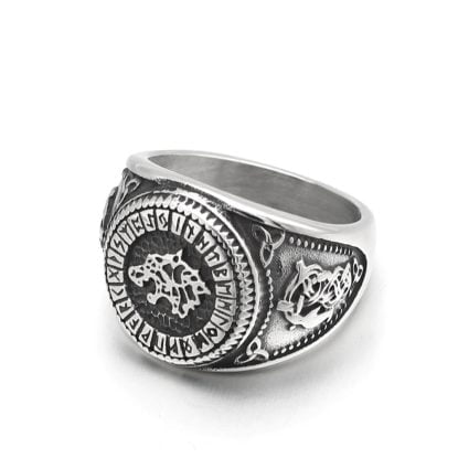 Fenrir Wolf Rune Nordic Viking Massive Heavy Stainless Steel Ring