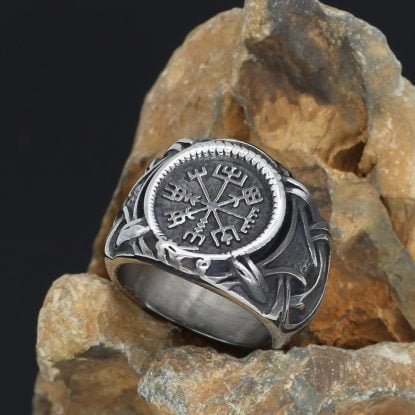 Vegvisir Nordic Viking Amulet  Massive Heavy Stainless Steel Ring