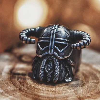 Viking Horns Nordic Helmet Warrior Massive Heavy Stainless Steel Ring
