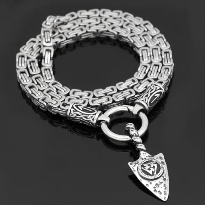 Alternative view of Gungnir Spear Nordic Viking Rune With Amulet Stainless Steel Valknut - King Chain