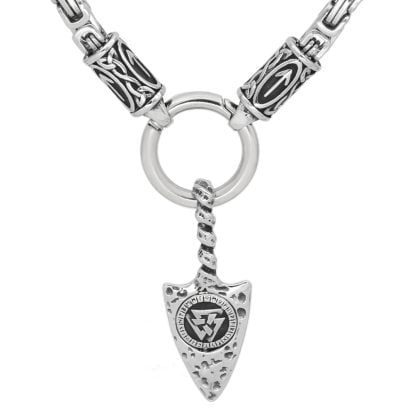 Gungnir Spear Nordic Viking Rune With Amulet Stainless Steel Valknut - King Chain