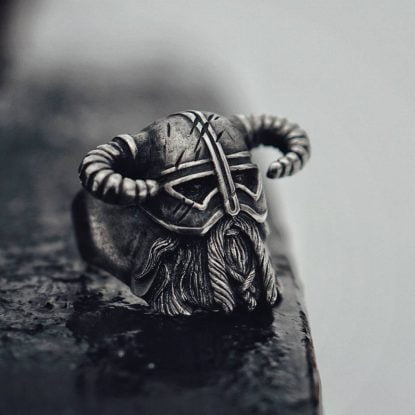 Alternative view of Viking Horns Nordic Helmet Warrior Massive Heavy Stainless Steel Ring