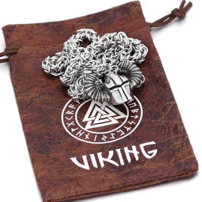 Alternative view of Warriors Helmet Nordic Viking Stainless Steel Necklace - King Chain