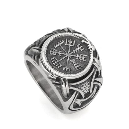 Alternative view of Vegvisir Nordic Viking Amulet  Massive Heavy Stainless Steel Ring
