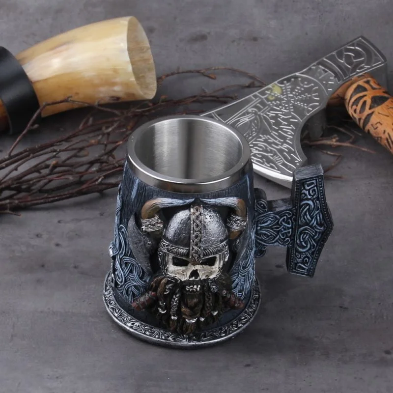 Danegeld Tankard Mug With Stainless Steel Insert Resin Skull Viking Coffee Beer Mugs Cup - Image 8