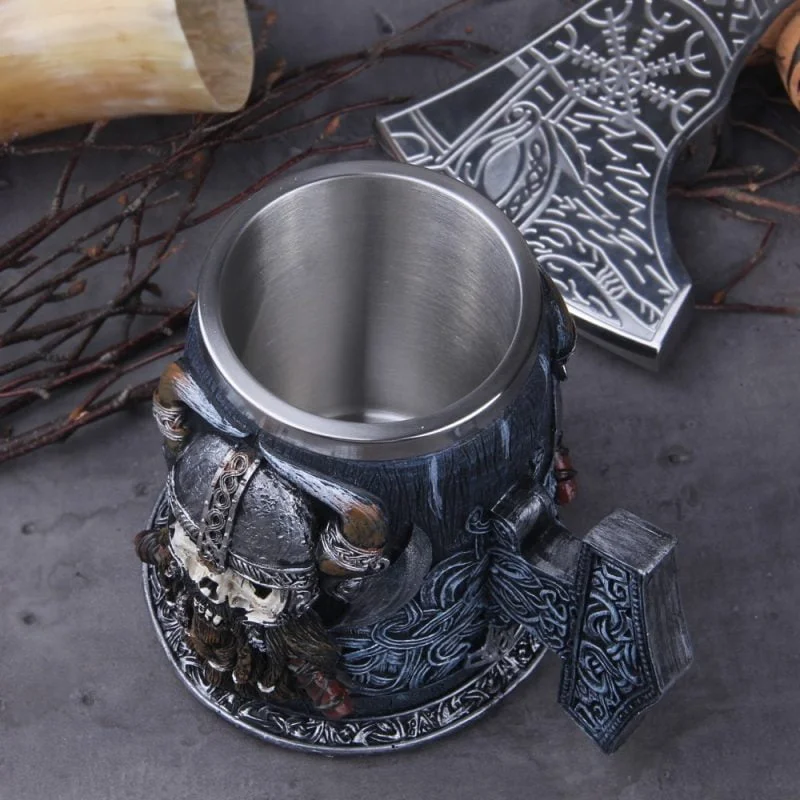 Danegeld Tankard Mug With Stainless Steel Insert Resin Skull Viking Coffee Beer Mugs Cup - Image 3