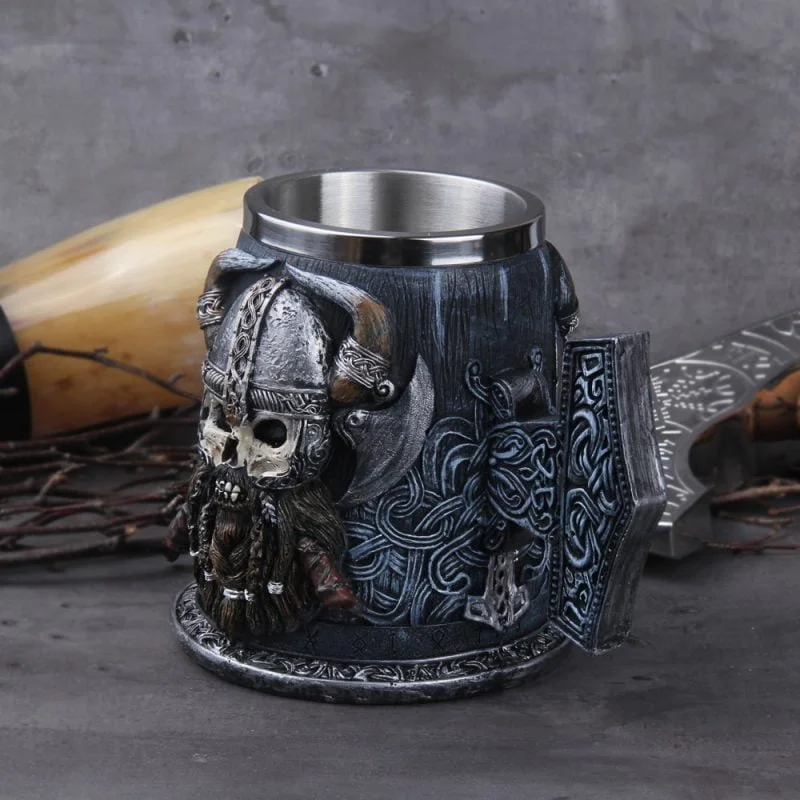 Danegeld Tankard Mug With Stainless Steel Insert Resin Skull Viking Coffee Beer Mugs Cup - Image 5