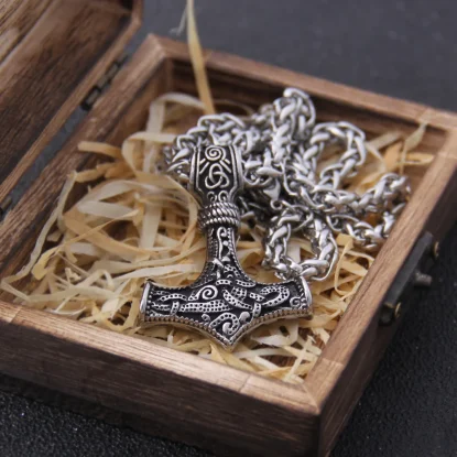 Alternative view of Thor's hammer mjolnir pendant necklace viking scandinavian norse viking necklace Men Stainless Steel
