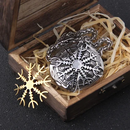 Alternative view of Vegvisir Stainless Steel Viking Mix Gold Color Rune Necklace Viking Scandinavian Norse Viking Necklace